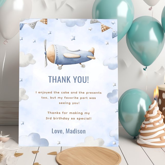 Vintage Travel Airplane Geburtstag Danke Karte (Von Creator hochgeladen)