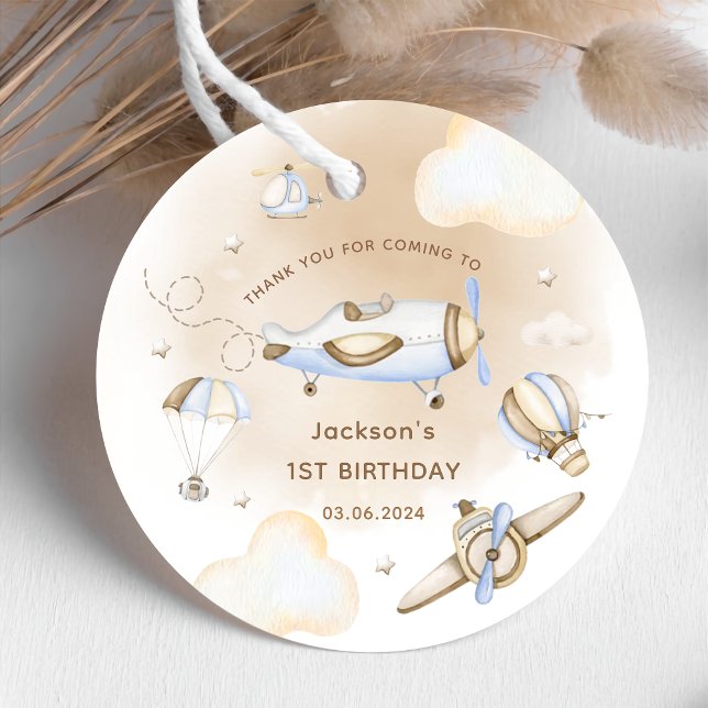 Vintage Travel Airplane Geburtstagsparty Begrüßung Geschenkanhänger (Von Creator hochgeladen)