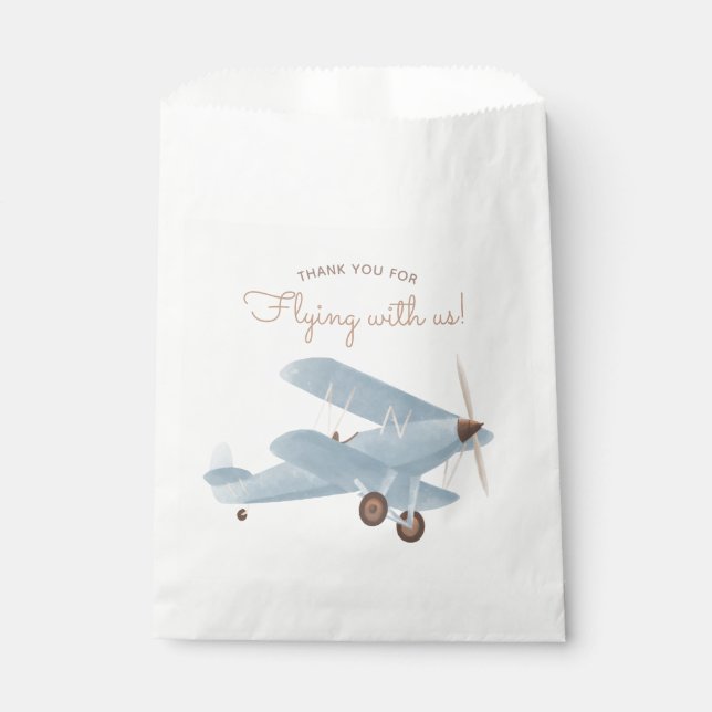 Vintage Travel Airplane Geburtstagsparty Geschenktütchen (Vorderseite)