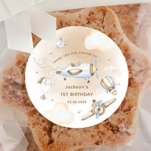 Vintage Travel Airplane Geburtstagsparty Runder Aufkleber