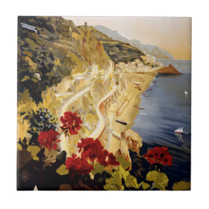 Vintage Travel Amalfi Italien Fliese