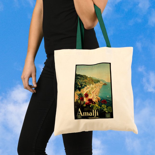 Vintage Travel, Amalfi Italienischer Küstenstrand Tragetasche (Von Creator hochgeladen)
