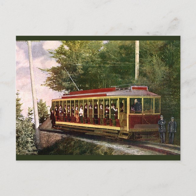 Vintage Travel and Transportation Electric Trolley Postkarte (Vorderseite)