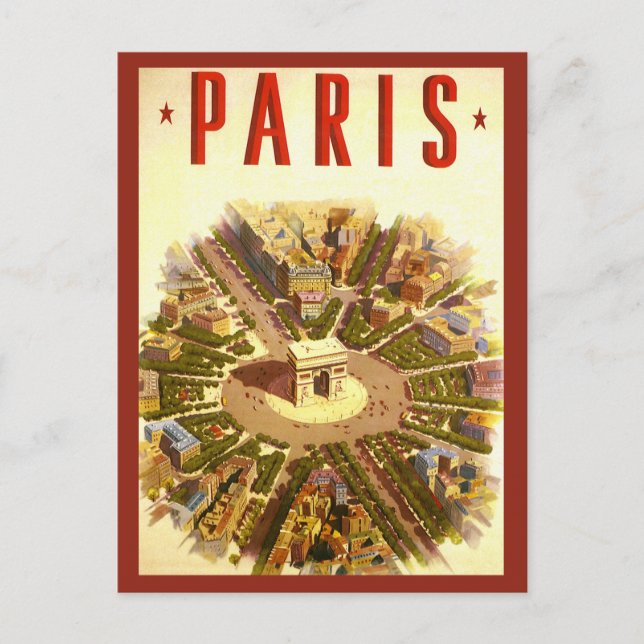 Vintage Travel, Arc de Triomphe Paris Frankreich Postkarte (Vorderseite)