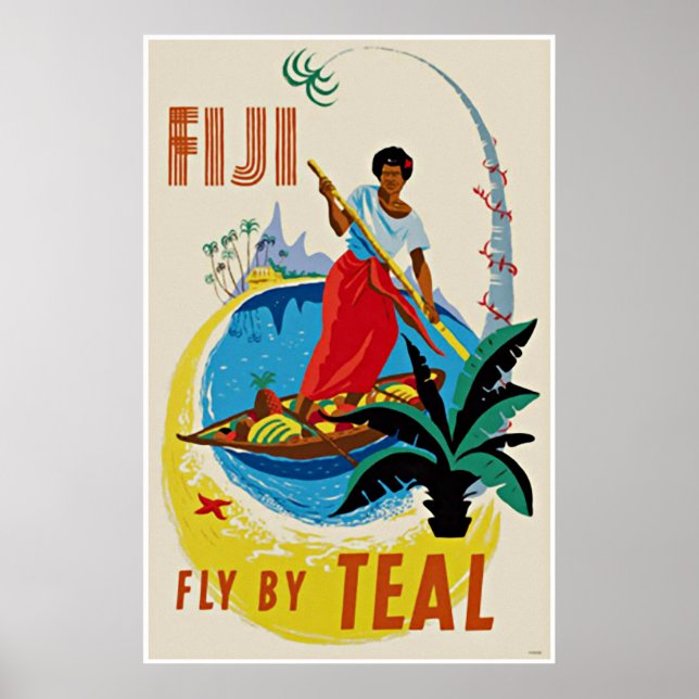 Vintage Travel Art Poster Oceanic Fiji (Vorne)