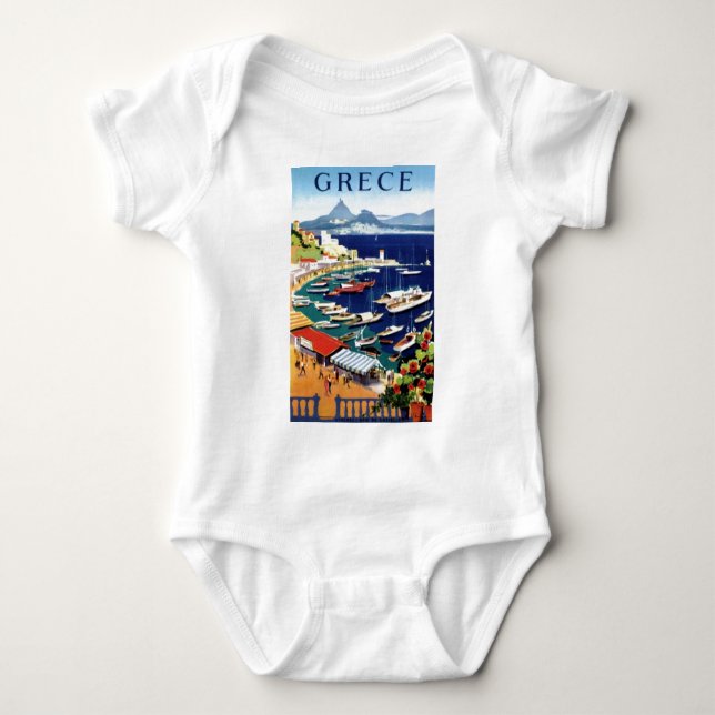 Vintage Travel Athens Griechenland Baby Strampler (Vorderseite)