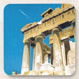 Vintage Travel Athens Griechenland Parthenon Tempe Getränkeuntersetzer