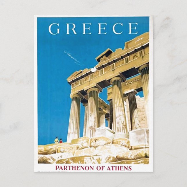 Vintage Travel Athens Griechenland Parthenon Tempe Postkarte (Vorderseite)