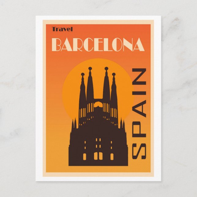 Vintage Travel Barcelona Spanien Postkarte (Vorderseite)