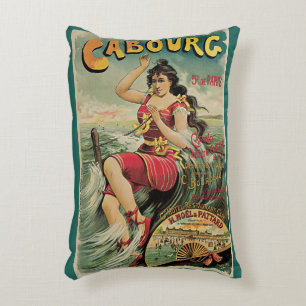Vintage Travel, Beach Resort, Cabourg Frankreich Dekokissen
