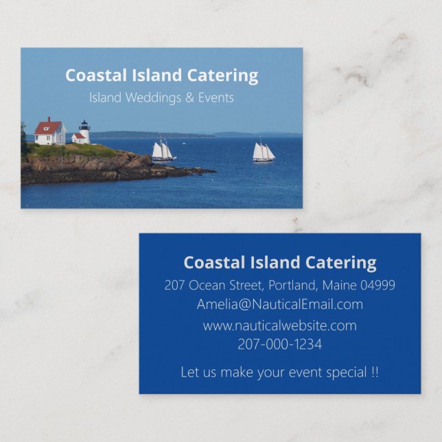 Vintage Travel Blue Ocean Lighthouse Maine Sail Visitenkarte (Vorne/Hinten)