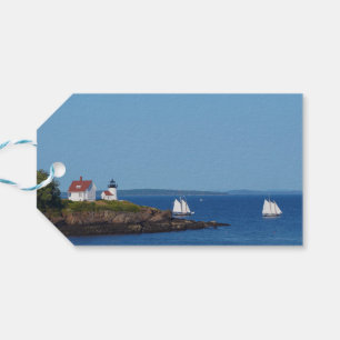 Vintage Travel Blue Ocean Lighthouse Sailboat Geschenkanhänger