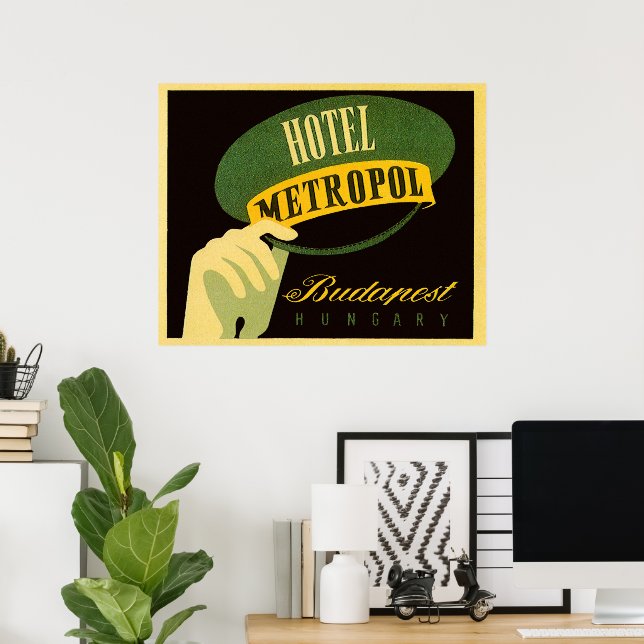 Vintage Travel Budapest Ungarn Bellhop Hat Poster (Heimbüro)