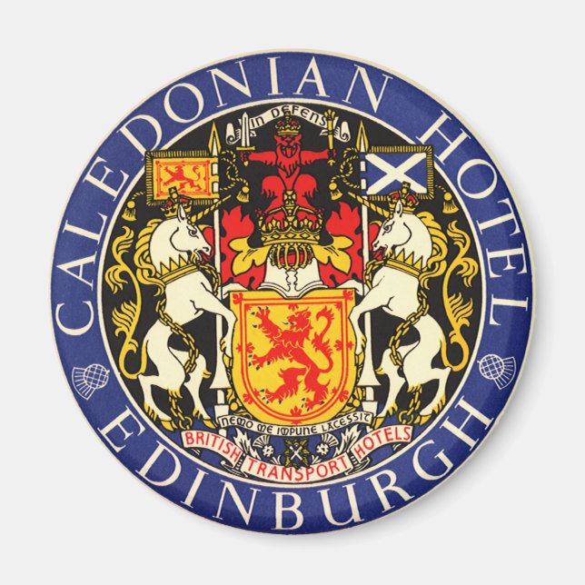 Vintage Travel Caledonian Hotel Edinburgh Schottla Magnet (Vorne)