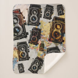 Vintage Travel Camera Muster Sherpadecke