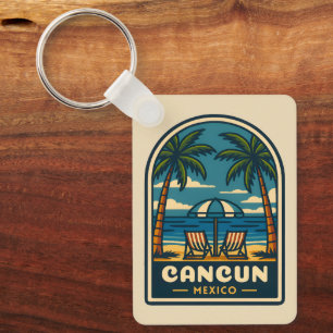 Vintage Travel Cancun Mexiko Beach Retro Schlüsselanhänger