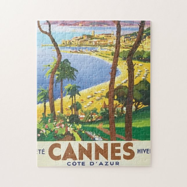 Vintage Travel Cannes Beach Scene (Vertikal)