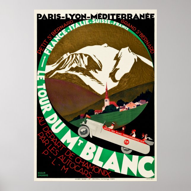 Vintage Travel Chamonix Mont Blanc Frankreich Poster (Vorne)