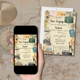 Vintage Travel Collage Bon Voyage Party Einladung