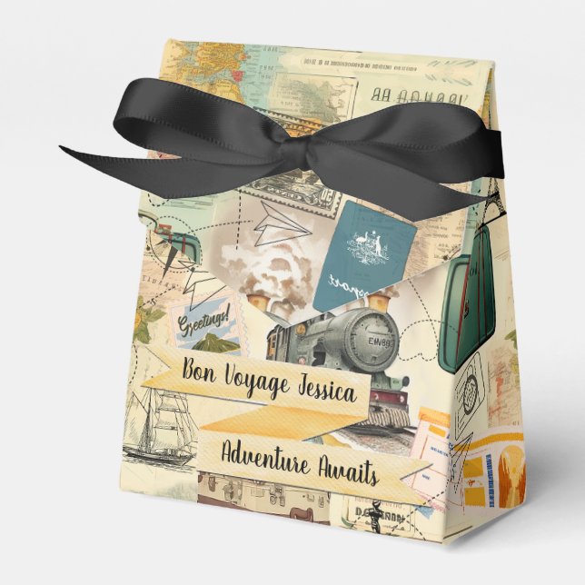 Vintage Travel Collage Geschenkschachtel (Vorderseite)