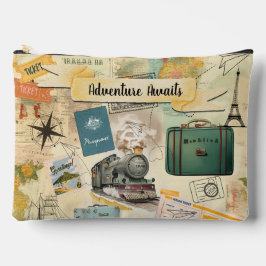 Vintage Travel Collage Large Zubehörtasche