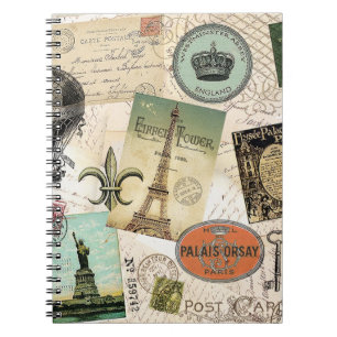 Vintage Travel Collage Notebook Notizblock