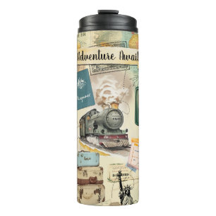 Vintage Travel Collage Thermosbecher