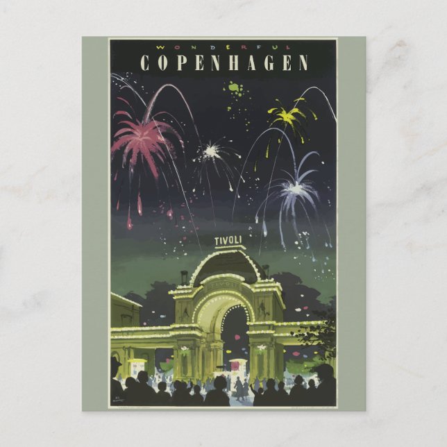 Vintage Travel Copenhagen Deutschland Postkarte (Vorderseite)