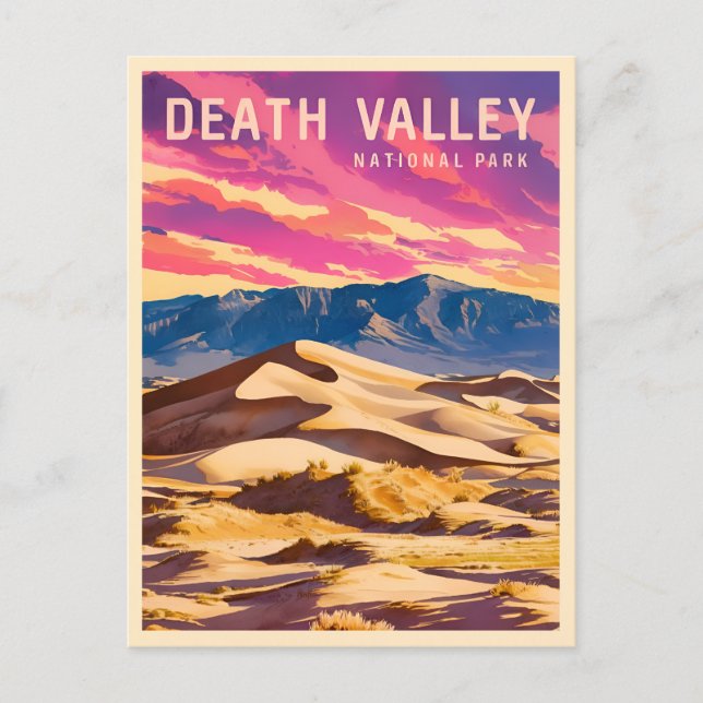 Vintage Travel Death Valley Nationalpark Retro Postkarte (Vorderseite)