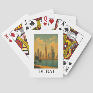 Vintage Travel Dubai Reise – Retro UAE-Skyline Spielkarten