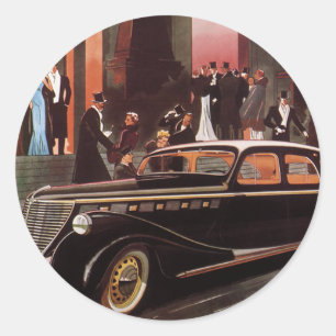 Vintage Travel, Elegante Stretch Limousine Auto Runder Aufkleber