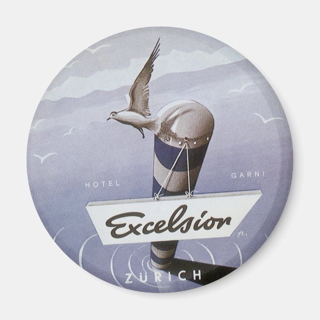Vintage Travel Excelsior Hotel Zurich Switzerland Magnet (Vorne)