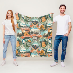 Vintage Travel Explorer-Muster Fleecedecke