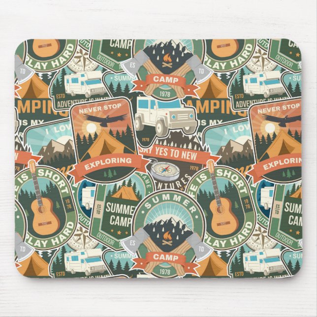 Vintage Travel Explorer-Muster Mousepad (Vorne)