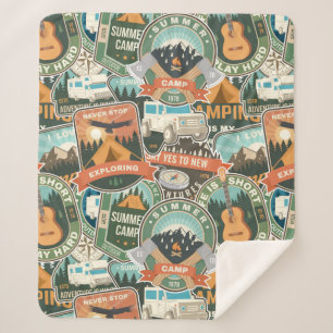 Vintage Travel Explorer-Muster Sherpadecke