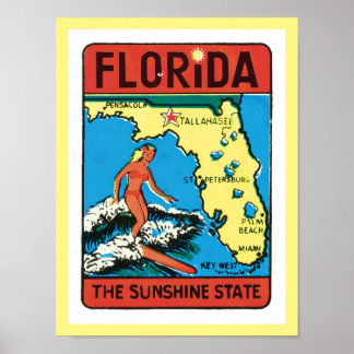 Vintage Travel Florida FL Staat Poster