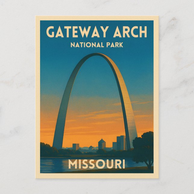 Vintage Travel Gateway Arena Nationalpark Missouri Postkarte (Vorderseite)