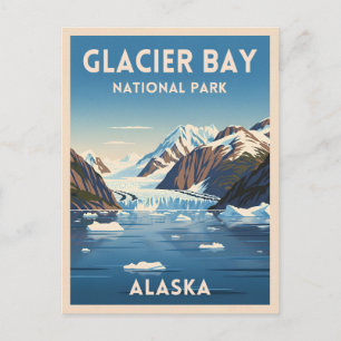 Vintage Travel Glacier Bay Nationalpark Alaska Postkarte