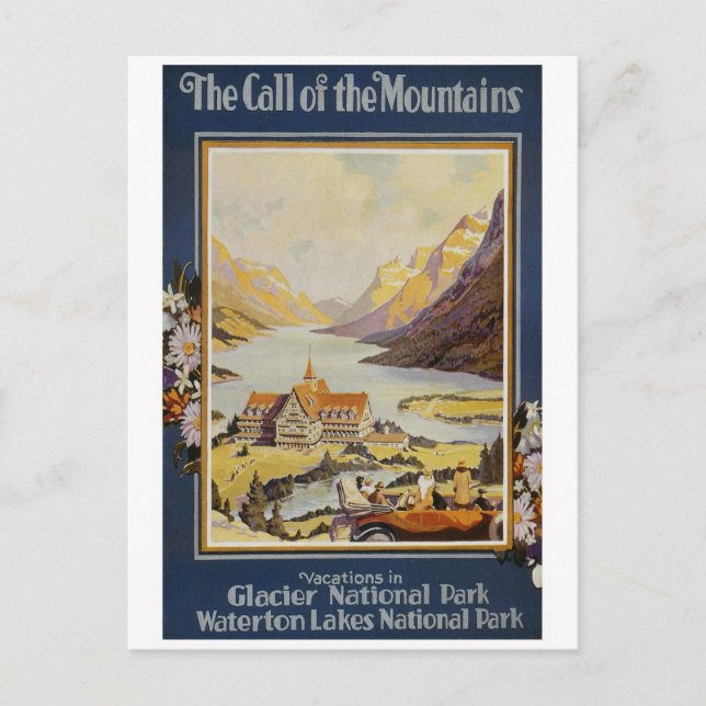 Vintage Travel - Glacier National Park Postkarte (Vorderseite)