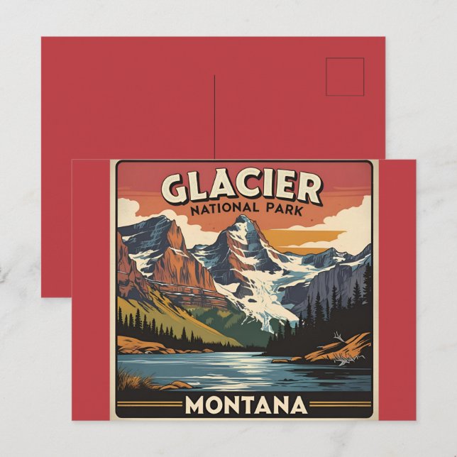 Vintage Travel Glacier Nationalpark Montana Postkarte (Vorne/Hinten)
