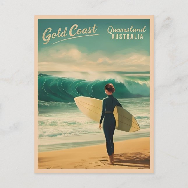 Vintage Travel Gold Coast Australia Retro Landscha Postkarte (Vorderseite)