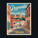 Vintage Travel Granada Spanien Retro Graphic Postkarte<br><div class="desc">Erleben Sie die bezaubernde Schönheit Granadas mit diesem faszinierenden Retro-Reise-inspiriert Design. Inmitten nostalgischen Charmes und zeitloser Eleganz ist dieses Design eine Hommage an das reiche Kulturerbe und die atemberaubende Landschaft dieser berühmten spanischen Stadt.</div>