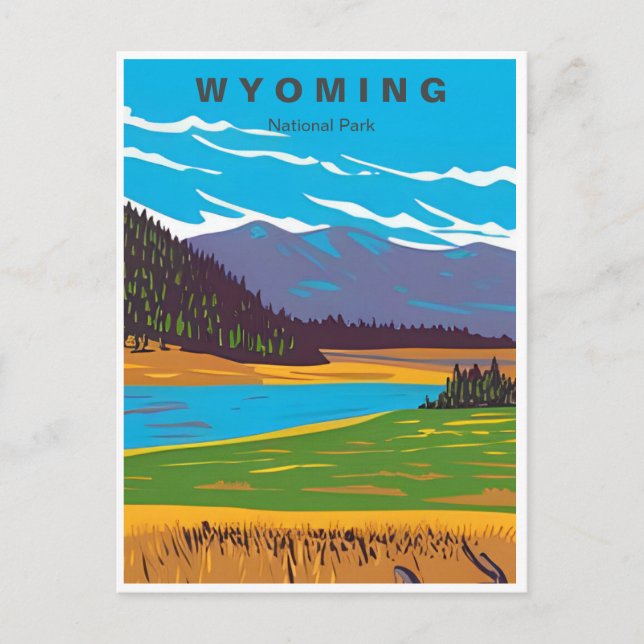 Vintage travel Grand Teton Nationalpark Wyoming Postkarte (Vorderseite)