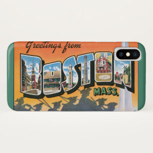 Vintage Travel Greetings from Boston Massachusetts iPhone X Hülle