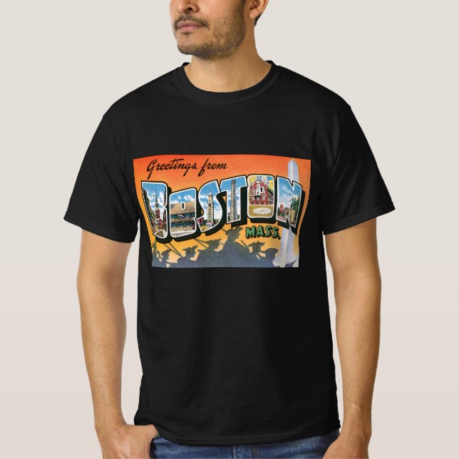 Vintage Travel Greetings from Boston Massachusetts T-Shirt (Vorderseite)