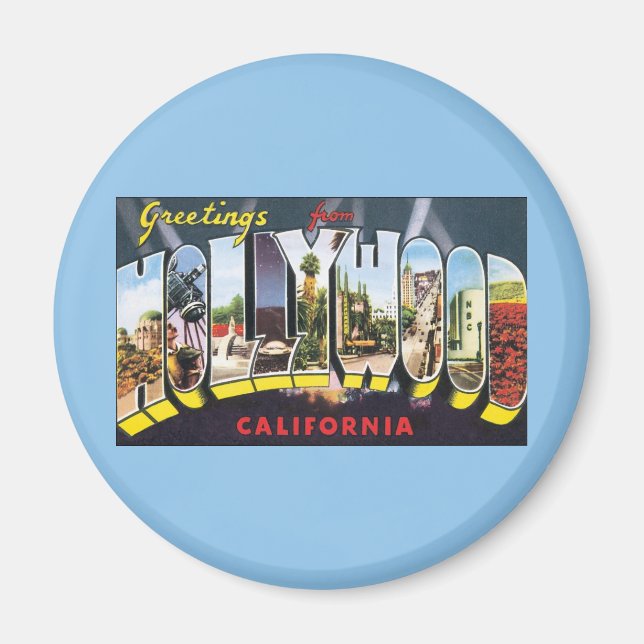 Vintage Travel Greetings from Hollywood California Magnet (Vorne)