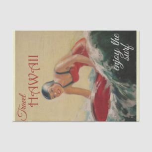 Vintage Travel Hawaii Genießen Sie das Surfen Seidenpapier