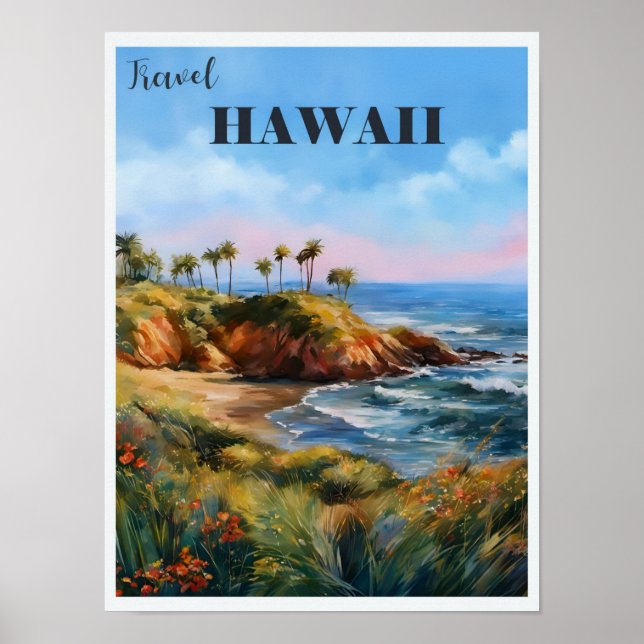Vintage Travel Hawaii Tropisches Paradies Poster (Vorne)