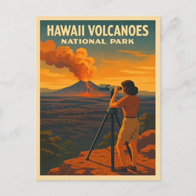 Vintage Travel Hawaii Volcanoes Nationalpark Postkarte (Vorderseite)
