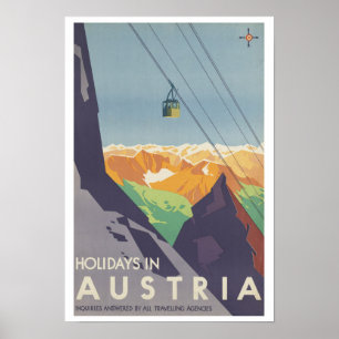 Vintage Travel Holidays in Österreich Poster